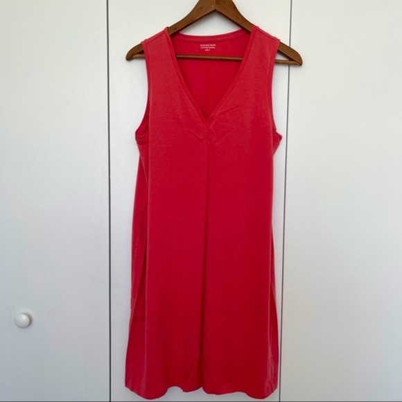 Dress t-shirt sleeveless pink Vneck Monoprix L salmon color - Picture 1 of 3